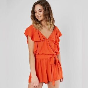 O’Neill Dash Ruffle Romper Koi Orange